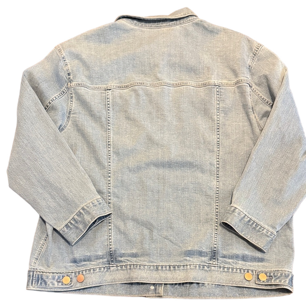 a.n.a Distressed Faded Blue Denim Jacket with Pockets - Picture 2 of 2